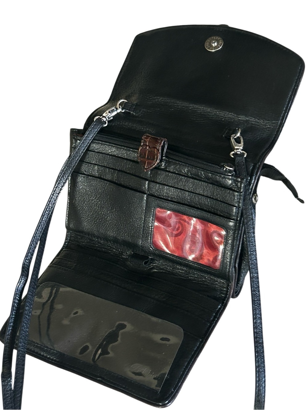 Brighton Nepal Pebbled Leather Croco-Embossed Crossbody Organizer - Picture 4 of 17